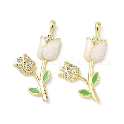 Латунь микропаве фианиты с подвесками из эмали KK-Z134-05G-01-1