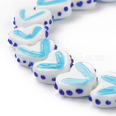 Сердце ручной работы лэмпворк бусы нити LAMP-G150-01K-1