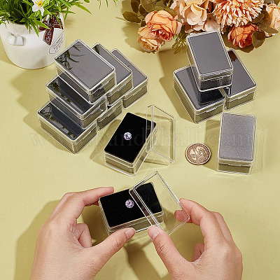 Прямоугольные прозрачные пластиковые коробки с бриллиантами CON-WH0092-60B-1