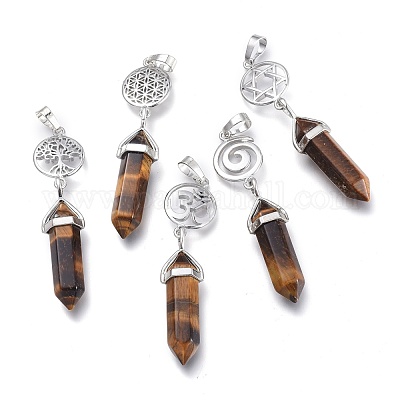 Естественно тигровый глаз отметил большие кулоны G-D0021-01P-23-1