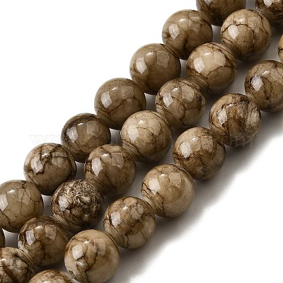 Естественно полосатый каменные бусы нити G-D315-A01-03-8mm-1