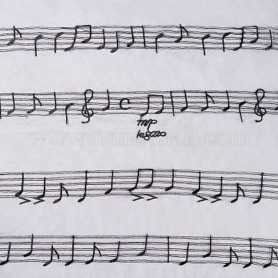 Сетчатая ткань из полиэстера с узором музыкальной ноты DIY-WH0449-28B-1