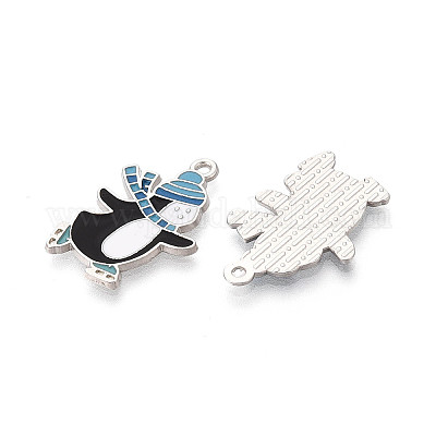 Подвески в виде пингвинов из эмалированного сплава с покрытием для стеллажей&nbsp;ENAM-T024-65A-P-1