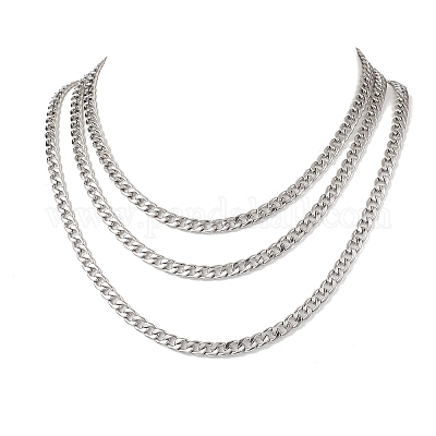 Цепь кубинского звена из нержавеющей стали 304 NJEW-JN05483-1