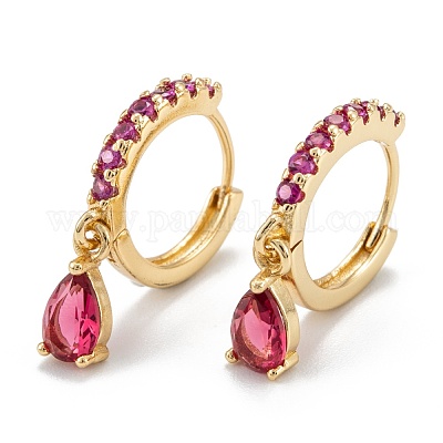 Серьги-кольца из латуни с микро-паве из фианита EJEW-K087-03G-1