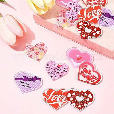 14 шт. 7 стиля подвески из прозрачного акрила ко Дню святого Валентина OACR-FS0001-98-1