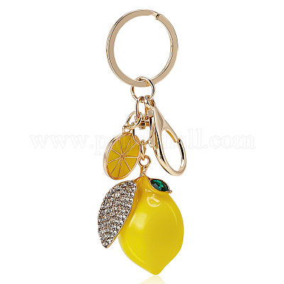 Брелки со стразами из сплава&nbsp;KEYC-WH0053-023G-1-1