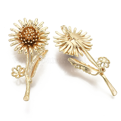 Брошь из латуни с прозрачным кубическим цирконием KK-R136-009-NF-1