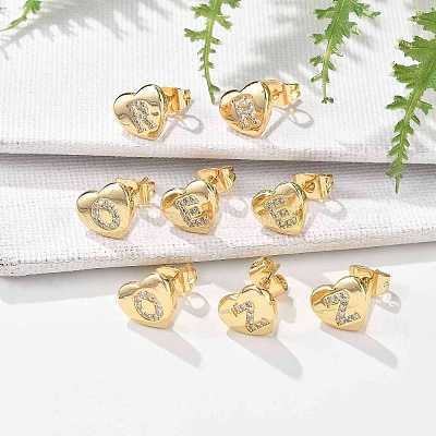 Серьги-гвоздики из латуни с микропаве из прозрачного кубического циркония EJEW-K299-01G-1