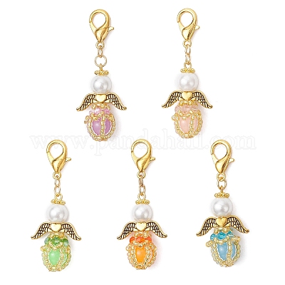 Подвески из светящегося акрила и стеклянных бусин ручной работы HJEW-MZ00379-1