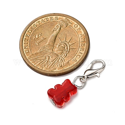 Подвесные украшения в виде стеклянных медведей HJEW-JM04073-02-1