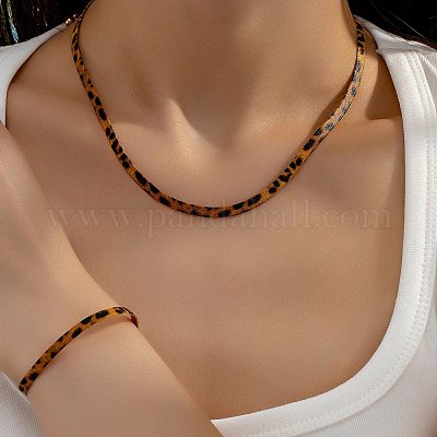 Комплекты ожерелий и браслетов из сплава с леопардовым принтом в виде змеиной цепи FS-WG421C3-01-1