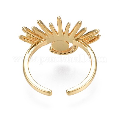 Прозрачное кубическое циркониевое кольцо-манжета сглаза сглаза с эмалью для женщин RJEW-N035-098B-1