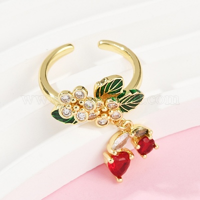 Манжеты из латуни с микро паве кубический цирконий для женщин RJEW-F182-08A-G-1