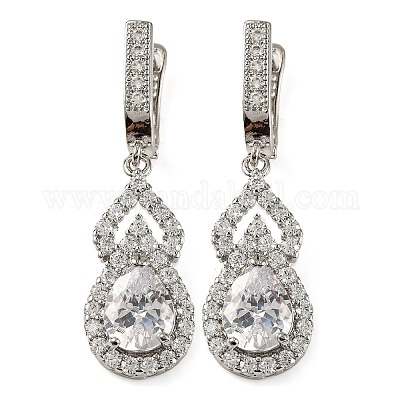 Серьги-кольца из латуни с микропаве и кубическим цирконием в форме тыквы EJEW-I304-13P-1