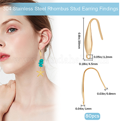 80 шт. крючки для сережек из хирургической нержавеющей стали 316 STAS-BBC0004-23-1