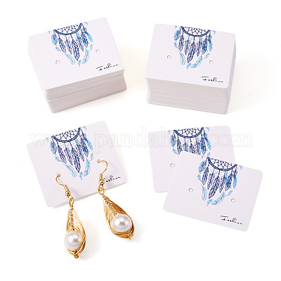 100 шт. тканая паутина/сетка с бумажными карточками для демонстрации ювелирных изделий с перьями CDIS-TA0001-43-1