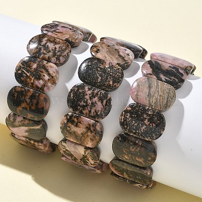 Браслеты из натуральных бусин родонита для женщин и мужчин BJEW-I323-02F-1