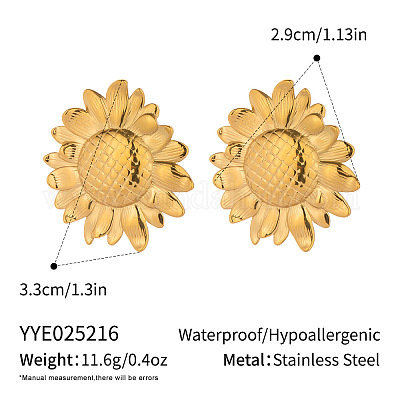 Серьги-гвоздики из нержавеющей стали с текстурой в виде подсолнуха RU0929-1-1