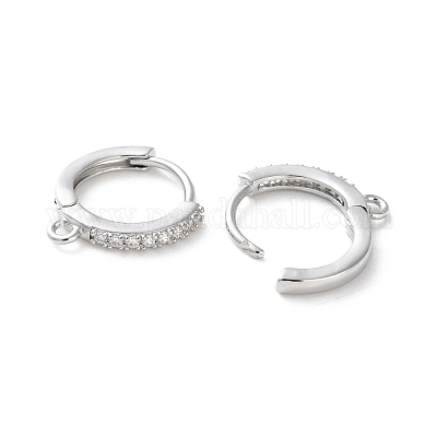 Фурнитура для сережек из латуни с покрытием из прозрачного кубического циркония KK-S405-04P-1