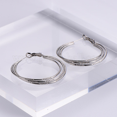 6 пара тройных серег-колец из нержавеющей стали TG0957-1-1