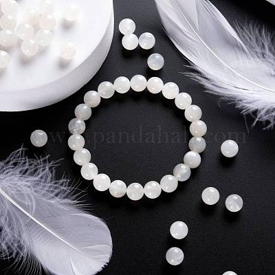 100шт 8 мм натуральные белые бусины из лунного камня DIY-LS0002-19-1