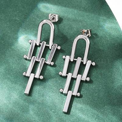 Треугольные серьги-гвоздики с кисточками из латуни EJEW-K309-17P-1