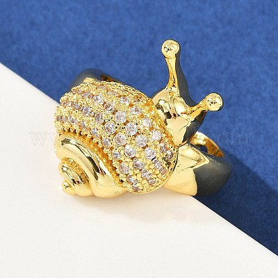 Латунные кольца из манжеты с прозрачным цирконием RJEW-P155-02G-1