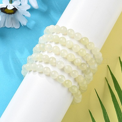 Натуральный новый нефрит бисером стрейч браслеты BJEW-Q692-44-8mm-1