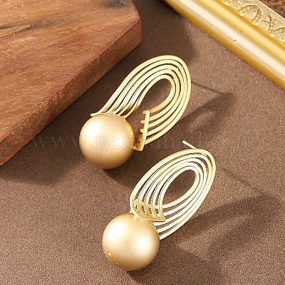 Серьги-гвоздики из сплава овальной формы с круглыми вставками FS-WG03FFF-01-1