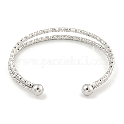 Не тускнеющий текстурированный браслет-манжета из нержавеющей стали 304 для женщин BJEW-P331-16P-1