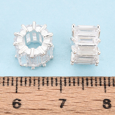 925 бусина из стерлингового серебра с прозрачными кубическими цирконами STER-T008-41S-1