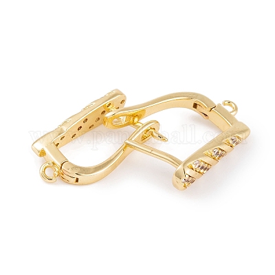 Фурнитура для сережек-обручов из латуни с фианитом KK-S374-04G-02-1