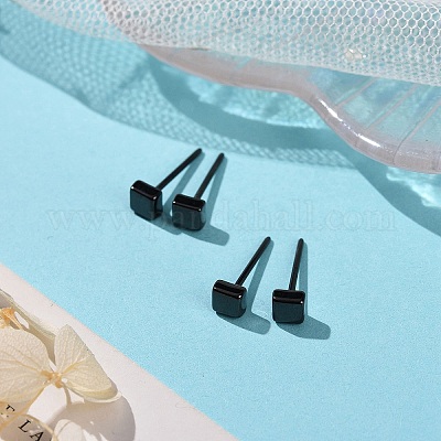 Гипоаллергенные серьги-гвоздики из биокерамики с цирконием и квадратной керамикой EJEW-Z023-07C-1