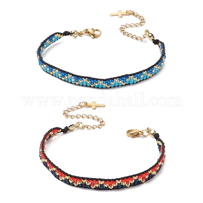 2шт. браслеты из стеклянных бусин ручной работы для женщин BJEW-MZ00158-1