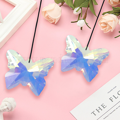 Бабочка стеклянные подвесные ловцы солнца HJEW-WH20019-10A-1