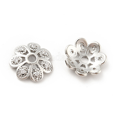 Колпачки для бусин из прозрачного кубического циркония из латуни KK-G425-05B-P-1