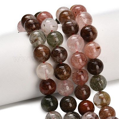 Нити бусин из натурального многоцветного рутилового кварца G-G300-A03-10mm-1