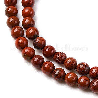 Натуральный красный яшма нити круглый шарик G-A130-3mm-08-01-1