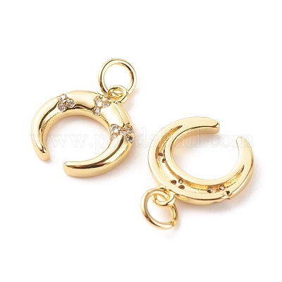 Латунные микропаве прозрачные подвески с фианитом ZIRC-P094-06G-RS-1