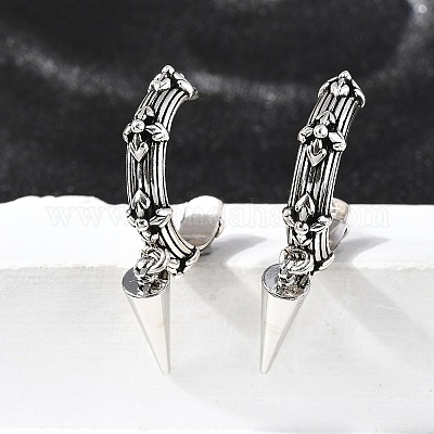 Серьги-гвоздики из латуни в форме буквы С с конусом EJEW-S261-06G-1