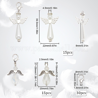 60 шт. 3 стиля гальванического стекла с акриловым искусственным жемчугом с подвесками из сплава FIND-SC0010-07-1