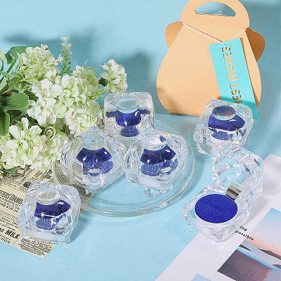 Квадратные пластиковые коробки для хранения колец с ева внутри AJEW-WH0472-43B-1