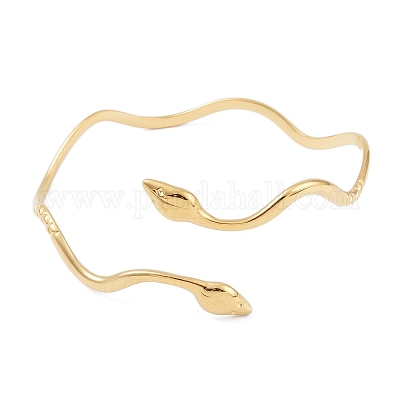 Волнистые открытые браслеты-манжеты из нержавеющей стали 304 BJEW-G699-01G-1