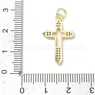 Латунные микропаве прозрачные подвески с фианитом&nbsp;KK-P350-02C-G-1