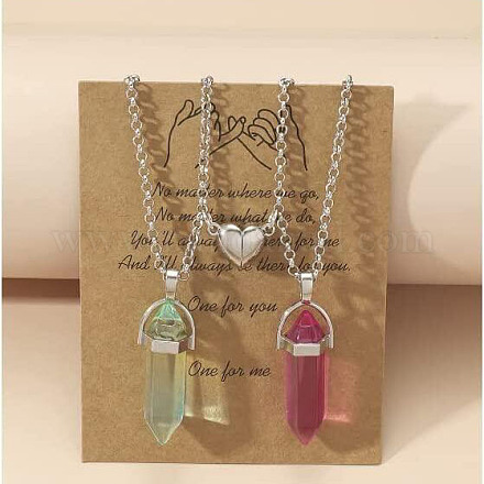 2 шт стеклянный двойной граненый заостренный кулон в виде пули для пары ожерелий с магнитными застежками в виде сердца FS-WG058EE-05-1