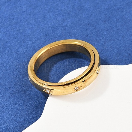 Вращающиеся кольца для пальцев из нержавеющей стали 304 со стразами RJEW-A074-01C-G-1