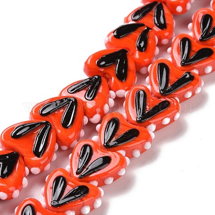 Сердце ручной работы лэмпворк бусы нити LAMP-G150-01F-1