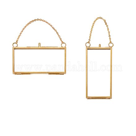 Латунная стеклянная подвесная фоторамка HJEW-SZ0001-01G-1