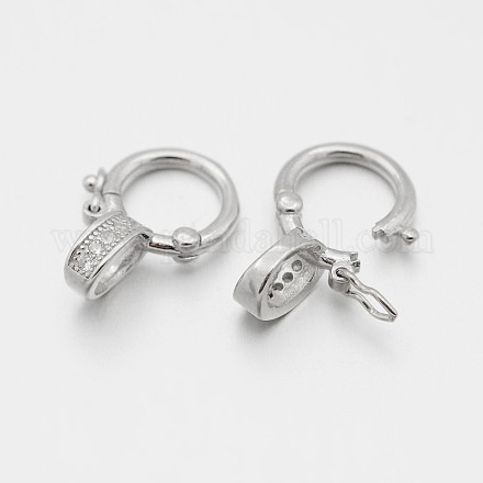 925 серебряная застежка-замочек с родиевым покрытием и фианитами с микропаве STER-M082-01B-1